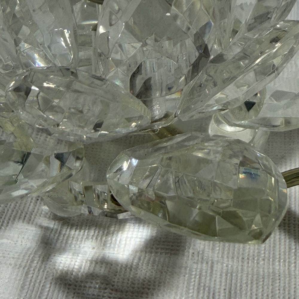 Crystal Lotus Table Lamp with Beige Shade - Picture 3 of 8
